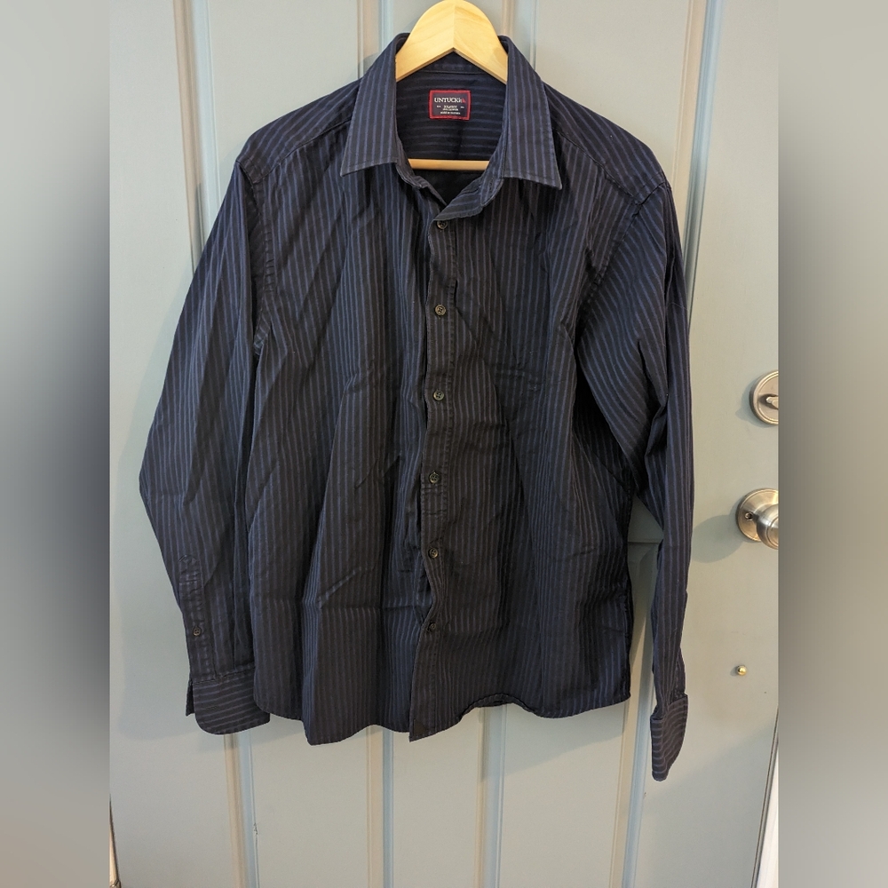 UNTUCKit Button Up Shirt Men's Long Sleeve XL Blue Stripes